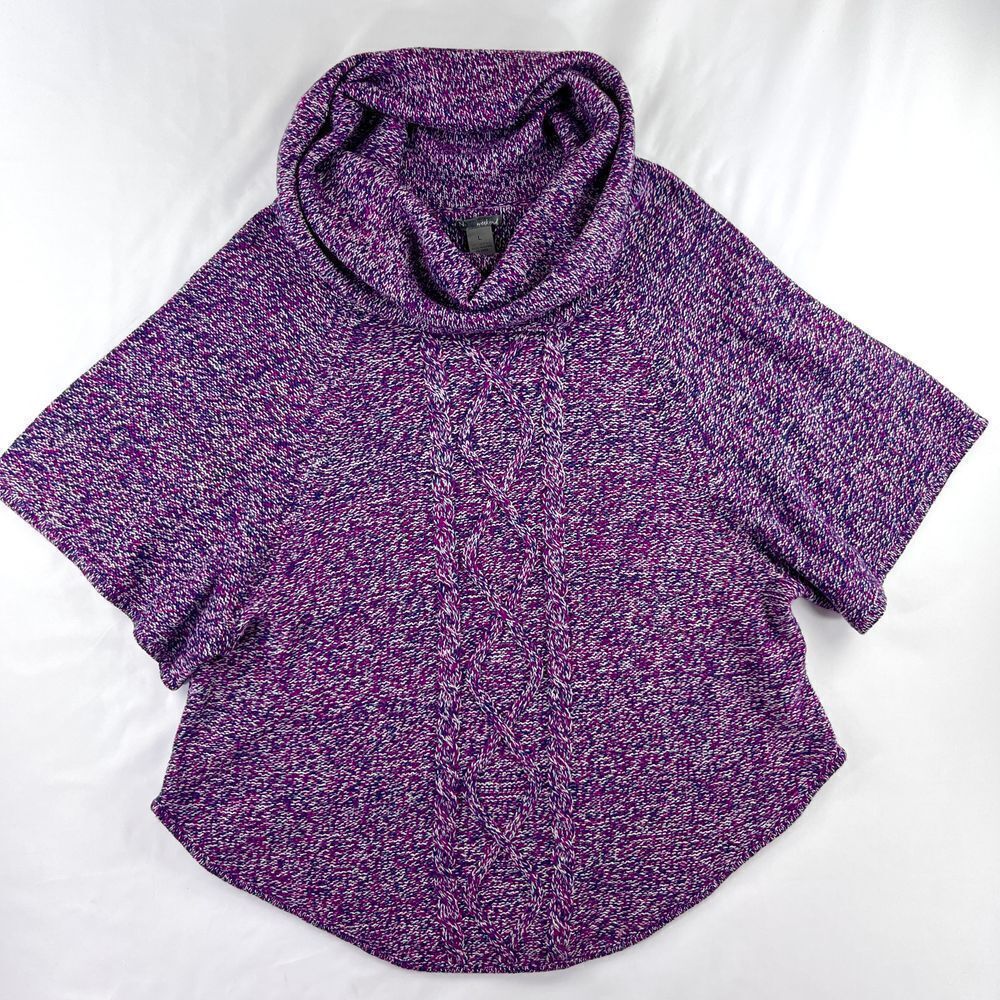 New Directions Cable Knit Oversized Pocho‎ Cowl Neck Sweater Women's Large Soft